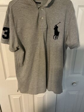 Polo by Ralph Lauren Heather Grey Short-Sleeve Polo Custom Slim Fit Xl